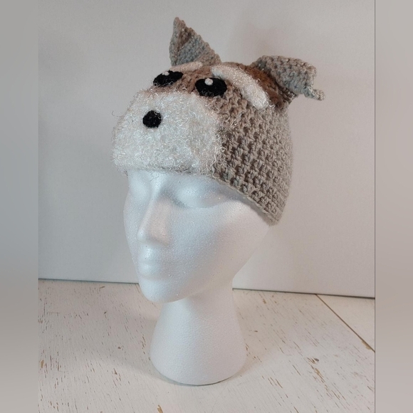 Dog Child Handmade Beanie Crochet Stocking Hat Animal Winter Warm Cozy - Picture 4 of 6